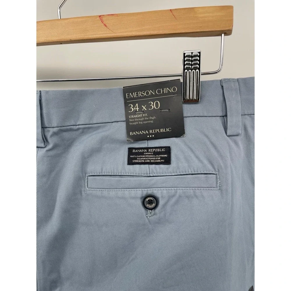 Banana‎ Republic Emerson Chino Straight Fit Mens Pants Blue 34/30 NWT